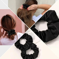 Elastic Silk Scrunchie for Women – Stylish and Comfortable Hair Accessory in Black