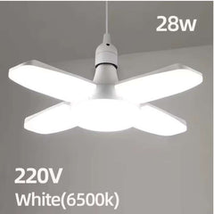 Foldable E27 LED Fan Bulb – 28W Bright White Light for Home & Garage