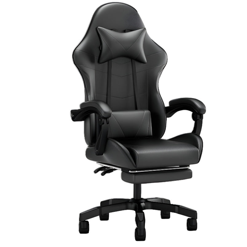 Gaming Chair Heavy Duty Office Throne with Headrest Armrest and Footrest Black