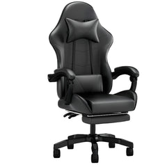 Gaming Chair Heavy Duty Office Throne with Headrest Armrest and Footrest Black