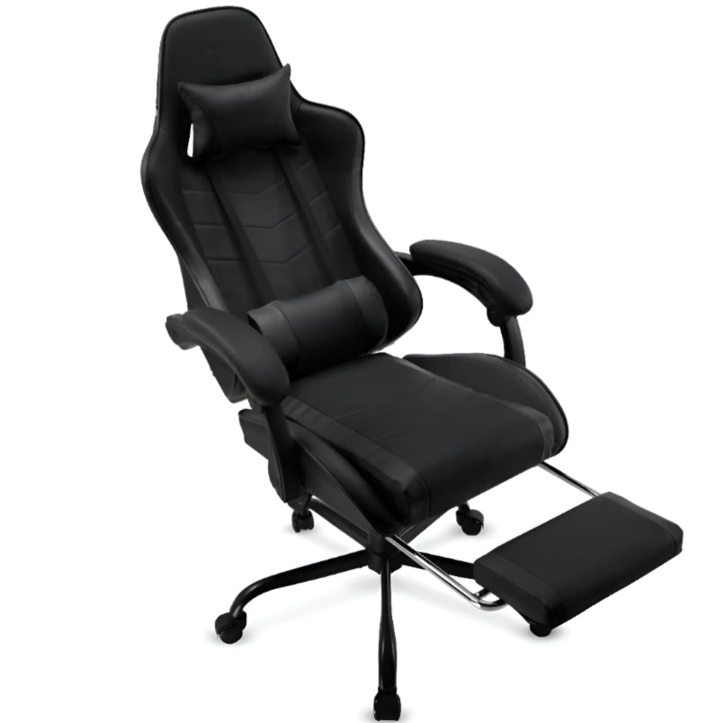 Gaming Chair Heavy Duty Office Throne with Headrest Armrest and Footrest Black