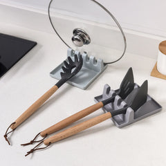 Kitchen Spoon Holders Fork Spatula Rack Shelf Organizer Plastic Spoon Rest Chopsticks Holder Non-slip Spoons Pad Kitchen Utensil