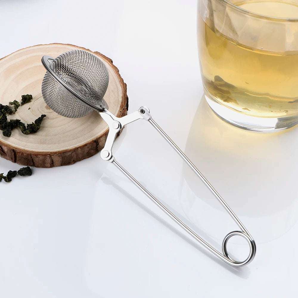 Tea Infuser Handle Tea Ball Sphere Mesh Tea Strainer Coffee Herb Spice Filter Diffuser Kitchen Gadget Stainless Steel