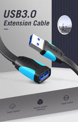 كابل تمديد Vention USB 3.0 ذكر إلى أنثى كابل تمديد USB 3.0 عالي السرعة ممتد لأجهزة الكمبيوتر المحمولة كابل تمديد USB 2.0