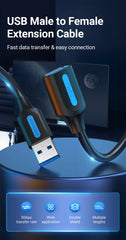 كابل تمديد Vention USB 3.0 ذكر إلى أنثى كابل تمديد USB 3.0 عالي السرعة ممتد لأجهزة الكمبيوتر المحمولة كابل تمديد USB 2.0