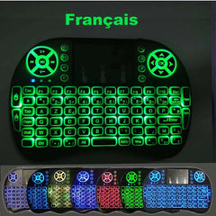 Backlight English Russian French Spanish Portugal Fly Air Mouse 2.4G Touchpad for Android TV Box PC I8 Mini Wireless Keyboard