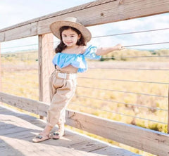 Fashion Baby Girl Cotton Tshirt Off Shoulder Candy Color Summer Child Short Blouse Puff Sleeve Crop Top Baby Clothes 1-7Y