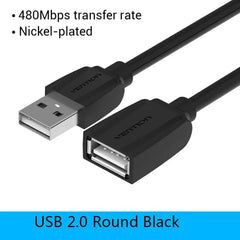 كابل تمديد Vention USB 3.0 ذكر إلى أنثى كابل تمديد USB 3.0 عالي السرعة ممتد لأجهزة الكمبيوتر المحمولة كابل تمديد USB 2.0