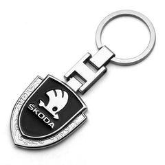 For Skoda 3 2 VRS Vision Kodiaq Favorit Rapid Octavia A5 3D Metal+Leather Car Logo Keychain Key Ring Key Chain Auto Accessories