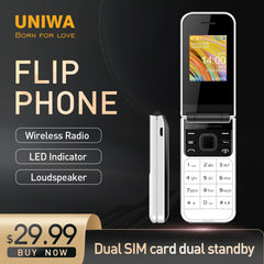 هاتف محمول UNIWA F2720 ثنائي الشاشة GSM هاتف قابل للطي 1.77 بوصة 0.08 ميجابكسل لوحة مفاتيح روسية عبرية زر هاتف صدفي مميز