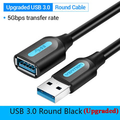 كابل تمديد Vention USB 3.0 ذكر إلى أنثى كابل تمديد USB 3.0 عالي السرعة ممتد لأجهزة الكمبيوتر المحمولة كابل تمديد USB 2.0