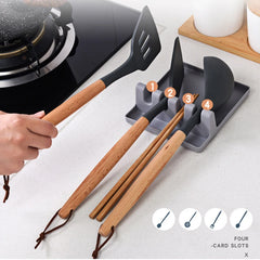 Kitchen Spoon Holders Fork Spatula Rack Shelf Organizer Plastic Spoon Rest Chopsticks Holder Non-slip Spoons Pad Kitchen Utensil