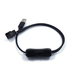 Fan Power Adapter Cable 1 to 2 Ways USB to 3 / 4 Pin PWM 5V Fan Connector with On / Off Switch, 22AWG 40cm/15.75in