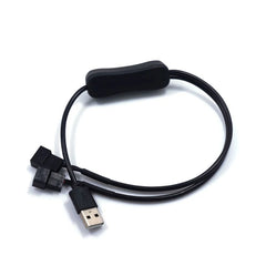 Fan Power Adapter Cable 1 to 2 Ways USB to 3 / 4 Pin PWM 5V Fan Connector with On / Off Switch, 22AWG 40cm/15.75in