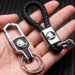 For Skoda 3 2 VRS Vision Kodiaq Favorit Rapid Octavia A5 3D Metal+Leather Car Logo Keychain Key Ring Key Chain Auto Accessories