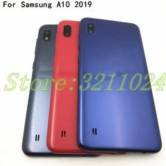 غطاء خلفي للبطارية عالي الجودة مقاس 6.2 بوصة لهاتف Samsung Galaxy A10 2019 A105 A105F مع زر جانبي ومفتاح وعدسة كاميرا