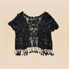 Hot Lace White/Black Bridal Summer Women Short Sleeve Shrug Bolero Wedding Jacket Elegant Cape