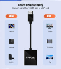 محول VGA متوافق مع HDMI بدقة 1080 بكسل من SAMZHE مع كابل صوت وفيديو مزود بمصدر طاقة ومخرج صوت للشاشة PS3 PS4 XBOX