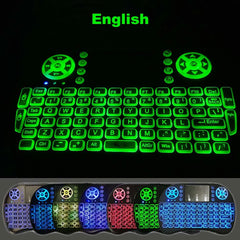 Backlight English Russian French Spanish Portugal Fly Air Mouse 2.4G Touchpad for Android TV Box PC I8 Mini Wireless Keyboard