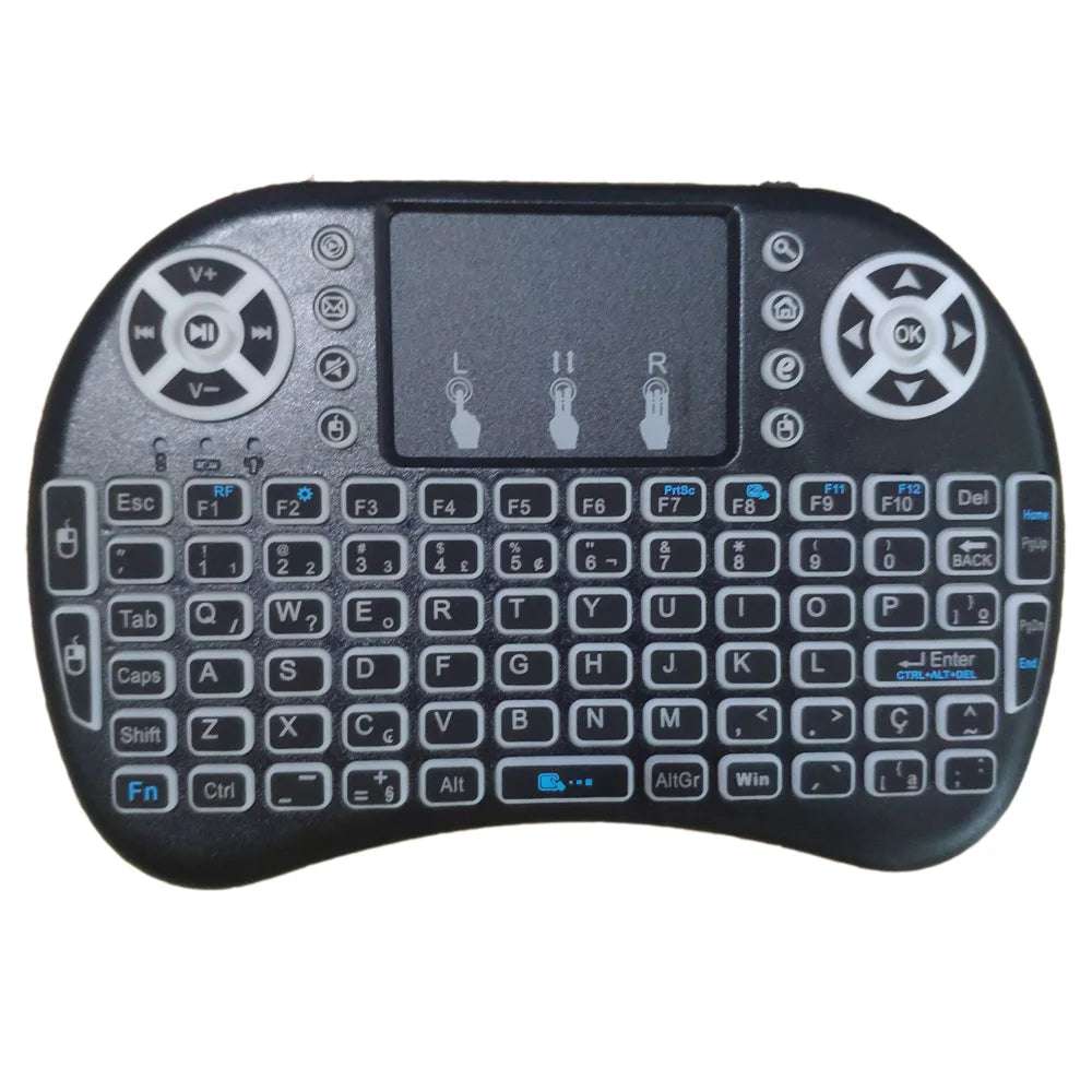 Backlight English Russian French Spanish Portugal Fly Air Mouse 2.4G Touchpad for Android TV Box PC I8 Mini Wireless Keyboard