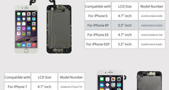 For iPhone 6 6S Plus 6P 6SP LCD Screen Full Set Display Replacement Black White LCD Touch Digitizer Assembly+Front Camera