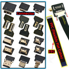 كابل مرن مسطح متوافق مع موصل HDMI من شريط FPV Raspberry Pi 4 Micro HDMI إلى HDMI/Mini HDMI أنثى بزاوية 90 درجة FFC 20 سنًا
