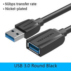 كابل تمديد Vention USB 3.0 ذكر إلى أنثى كابل تمديد USB 3.0 عالي السرعة ممتد لأجهزة الكمبيوتر المحمولة كابل تمديد USB 2.0