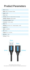 كابل تمديد Vention USB 3.0 ذكر إلى أنثى كابل تمديد USB 3.0 عالي السرعة ممتد لأجهزة الكمبيوتر المحمولة كابل تمديد USB 2.0