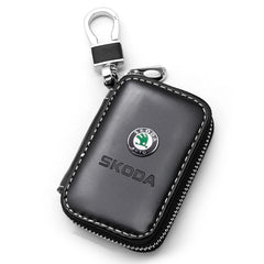 For Skoda 3 2 VRS Vision Kodiaq Favorit Rapid Octavia A5 3D Metal+Leather Car Logo Keychain Key Ring Key Chain Auto Accessories