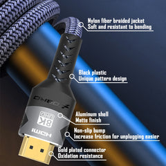 8K HDMI-Compatible Cable 4K@120Hz 8K@60Hz HDMI 2.1 Cable 48Gbps Adapter For RTX 3080 eARC HDR Video Cable PC Laptop TV box PS5