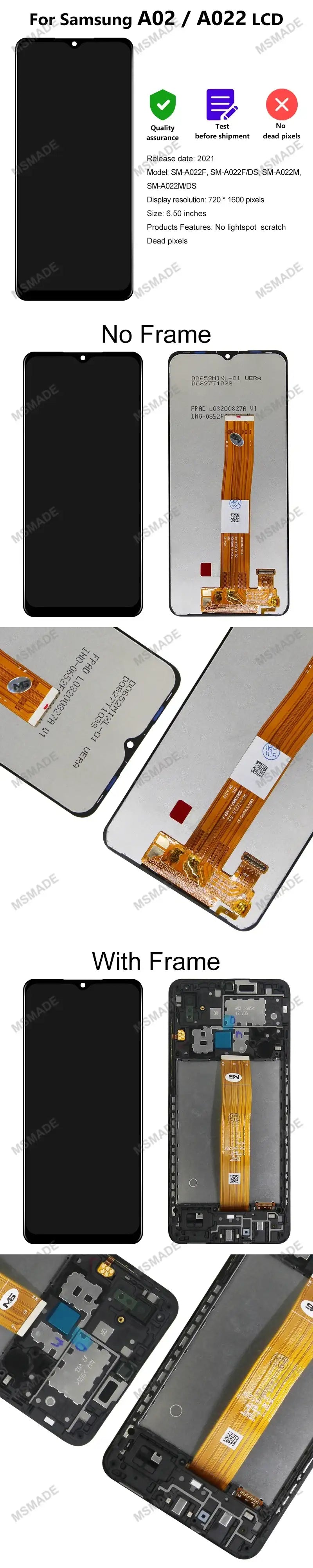 6.5'' IPS For Samsung Galaxy A02 SM-A022 LCD Display Touch Screen Digitizer For Galaxy A022F/DS A022M A022M/DS Replacement Parts