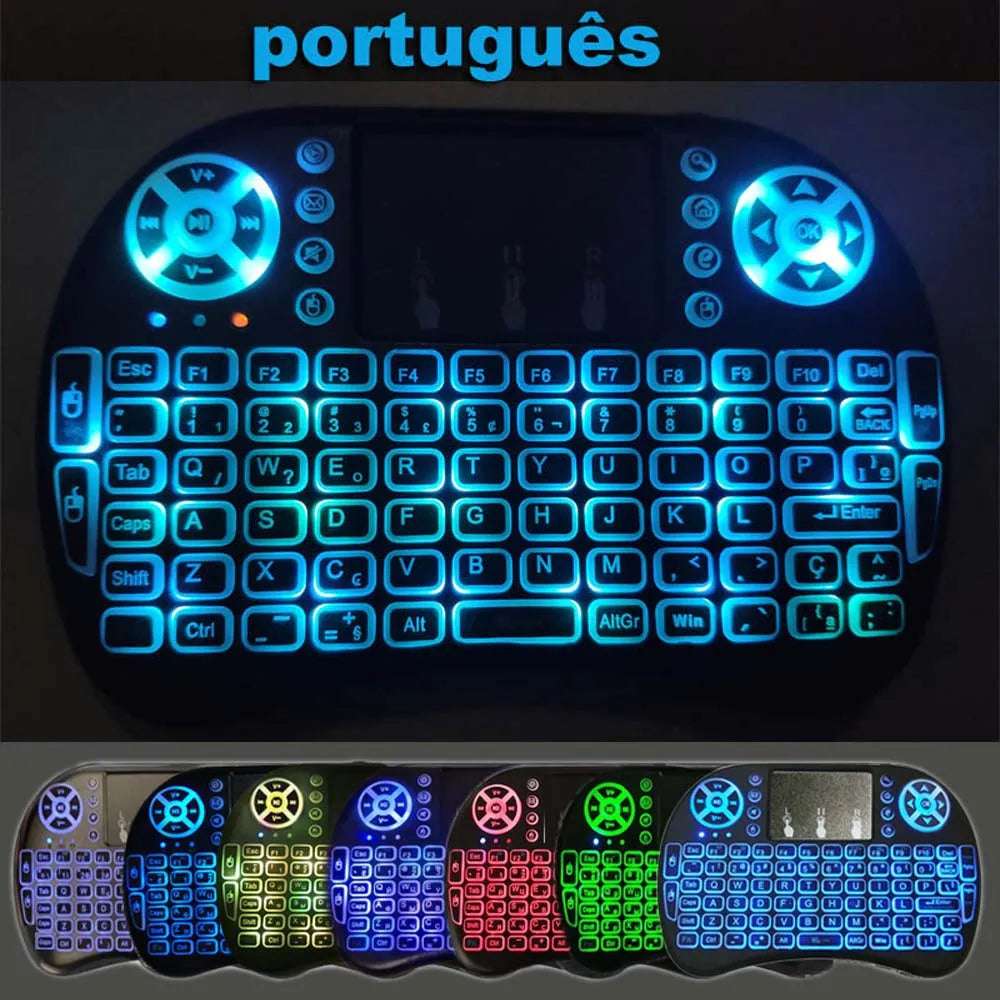 Backlight English Russian French Spanish Portugal Fly Air Mouse 2.4G Touchpad for Android TV Box PC I8 Mini Wireless Keyboard