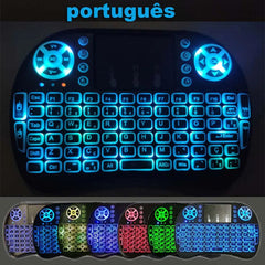 Backlight English Russian French Spanish Portugal Fly Air Mouse 2.4G Touchpad for Android TV Box PC I8 Mini Wireless Keyboard