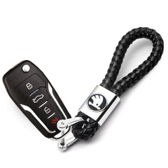 For Skoda 3 2 VRS Vision Kodiaq Favorit Rapid Octavia A5 3D Metal+Leather Car Logo Keychain Key Ring Key Chain Auto Accessories