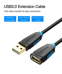 كابل تمديد Vention USB 3.0 ذكر إلى أنثى كابل تمديد USB 3.0 عالي السرعة ممتد لأجهزة الكمبيوتر المحمولة كابل تمديد USB 2.0
