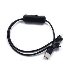 Fan Power Adapter Cable 1 to 2 Ways USB to 3 / 4 Pin PWM 5V Fan Connector with On / Off Switch, 22AWG 40cm/15.75in