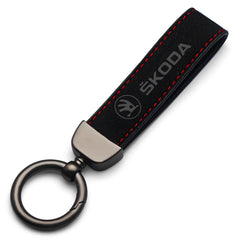For Skoda 3 2 VRS Vision Kodiaq Favorit Rapid Octavia A5 3D Metal+Leather Car Logo Keychain Key Ring Key Chain Auto Accessories
