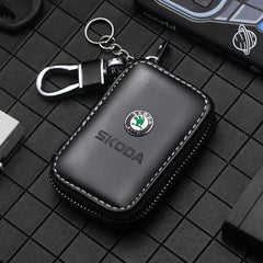 For Skoda 3 2 VRS Vision Kodiaq Favorit Rapid Octavia A5 3D Metal+Leather Car Logo Keychain Key Ring Key Chain Auto Accessories