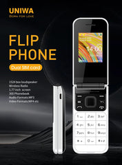 هاتف محمول UNIWA F2720 ثنائي الشاشة GSM هاتف قابل للطي 1.77 بوصة 0.08 ميجابكسل لوحة مفاتيح روسية عبرية زر هاتف صدفي مميز