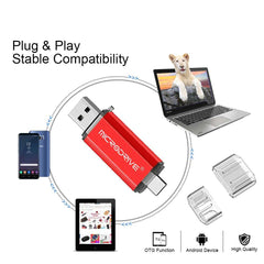 Type C USB Flash Drive OTG 2 IN 1 USB 2.0 Micro USB Pen Drive 128GB 64GB 32GB 16GB 8GB 4GB Pendrive Flash Drive