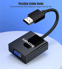 محول VGA متوافق مع HDMI بدقة 1080 بكسل من SAMZHE مع كابل صوت وفيديو مزود بمصدر طاقة ومخرج صوت للشاشة PS3 PS4 XBOX