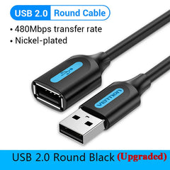 كابل تمديد Vention USB 3.0 ذكر إلى أنثى كابل تمديد USB 3.0 عالي السرعة ممتد لأجهزة الكمبيوتر المحمولة كابل تمديد USB 2.0