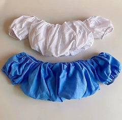 Fashion Baby Girl Cotton Tshirt Off Shoulder Candy Color Summer Child Short Blouse Puff Sleeve Crop Top Baby Clothes 1-7Y