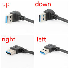كابل تمديد USB 3.0 بزاوية 90 درجة يمين/يسار/أعلى/أسفل، سلك محول من ذكر إلى أنثى، كابلات USB، سلك تمديد