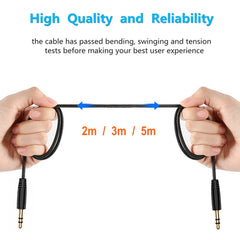 2M/3M/5M 3.5mm male to male extension cable aux cable Round Flat Braided Wire Cord Audio Data Cable for Car/Headphone/PM4