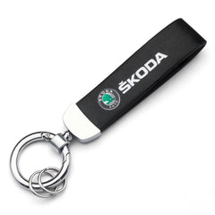 For Skoda 3 2 VRS Vision Kodiaq Favorit Rapid Octavia A5 3D Metal+Leather Car Logo Keychain Key Ring Key Chain Auto Accessories