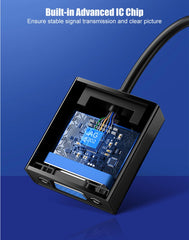 محول VGA متوافق مع HDMI بدقة 1080 بكسل من SAMZHE مع كابل صوت وفيديو مزود بمصدر طاقة ومخرج صوت للشاشة PS3 PS4 XBOX