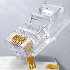 Montions Rj45 Connector Cat5e Cat6A Pass Through Connector Network Unshielded 8P8C Modular Plug for Ethernet Cables