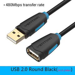 كابل تمديد Vention USB 3.0 ذكر إلى أنثى كابل تمديد USB 3.0 عالي السرعة ممتد لأجهزة الكمبيوتر المحمولة كابل تمديد USB 2.0