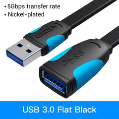 كابل تمديد Vention USB 3.0 ذكر إلى أنثى كابل تمديد USB 3.0 عالي السرعة ممتد لأجهزة الكمبيوتر المحمولة كابل تمديد USB 2.0